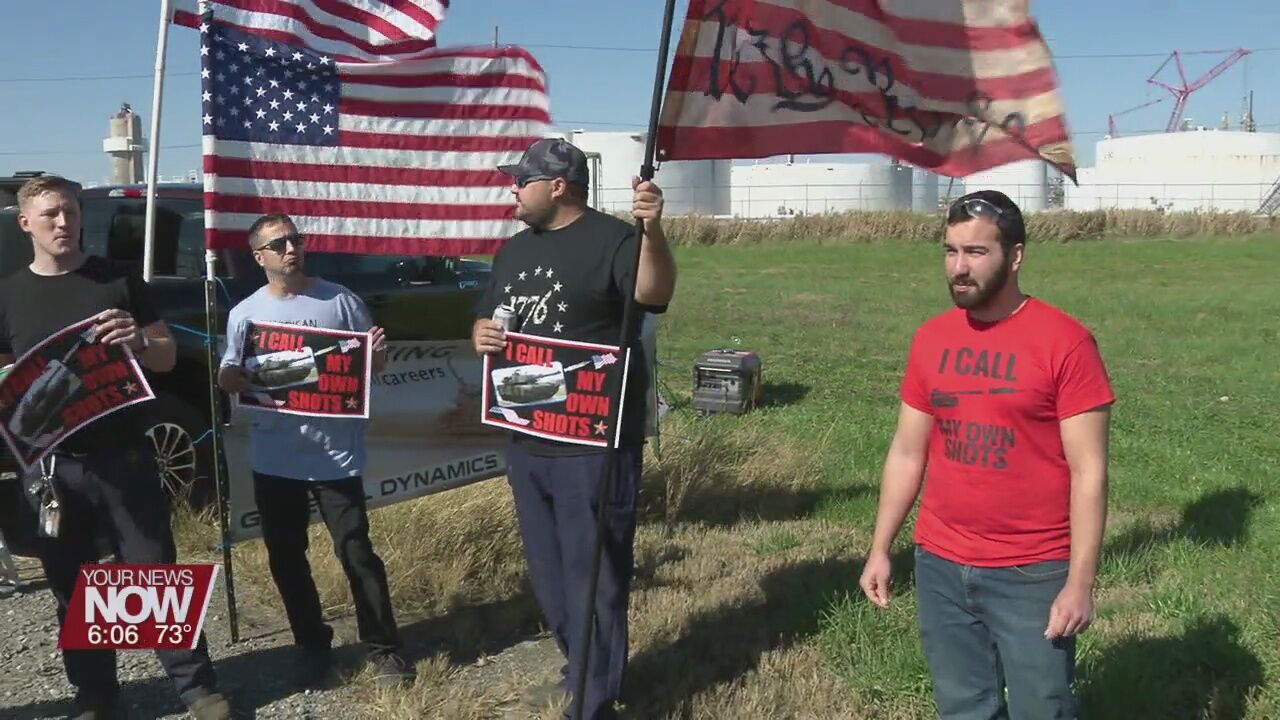 Lima General Dynamics workers hold rally against vaccine mandate Wednesday